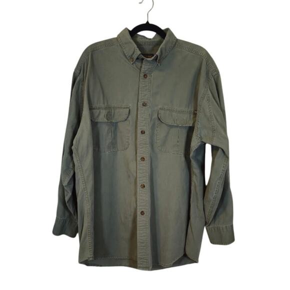 Woolrich VTG Mens Button Down Shirt Size Large Green Hunting Outdoors Workwear - Picture 1 of 12